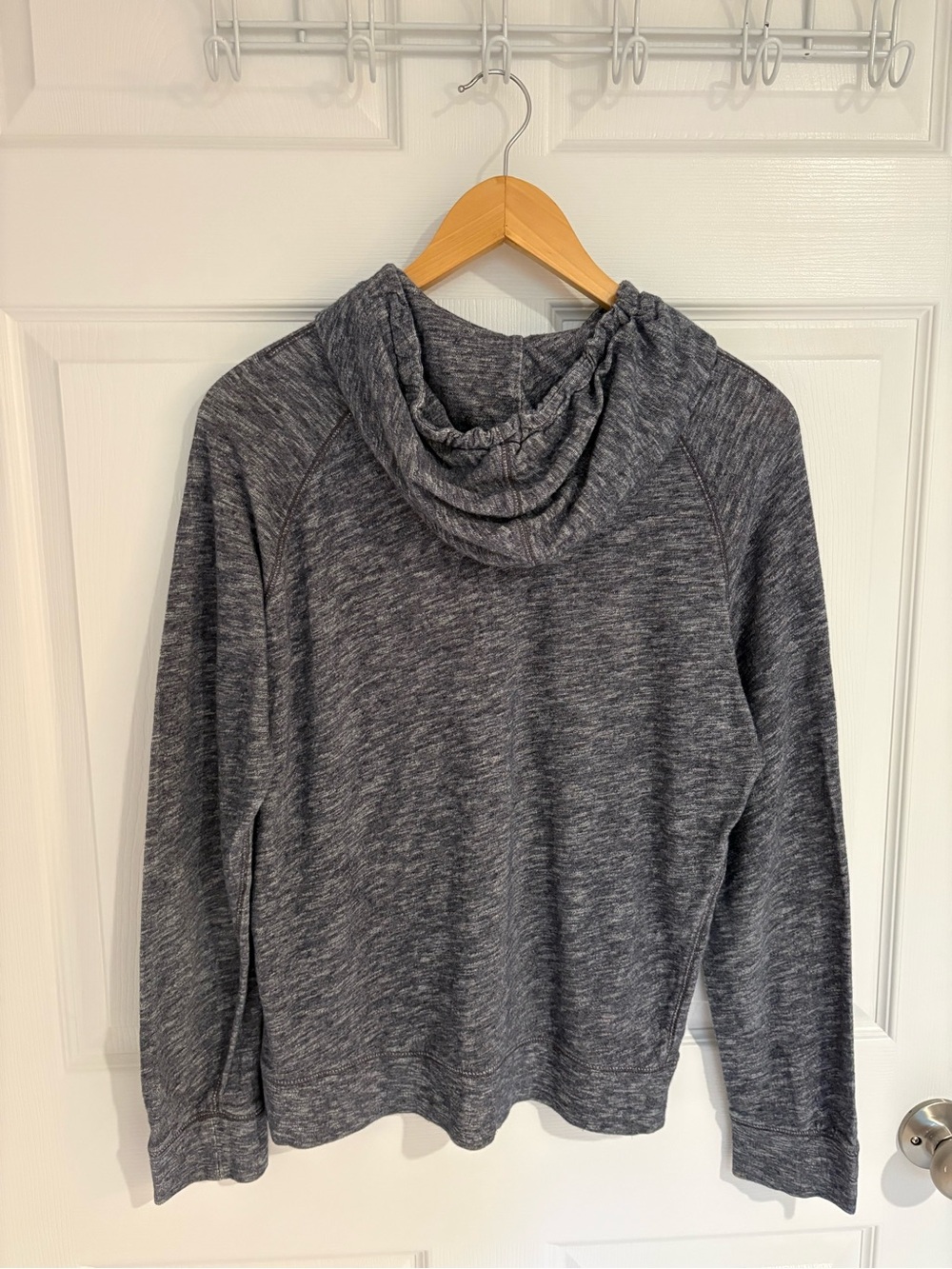 Vince Cotton Heathered Charcoal/Blue White Pullover Hoodie - Picture 4 of 6